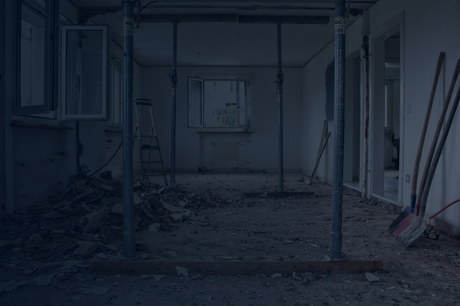 Gutted house interior during a renovation